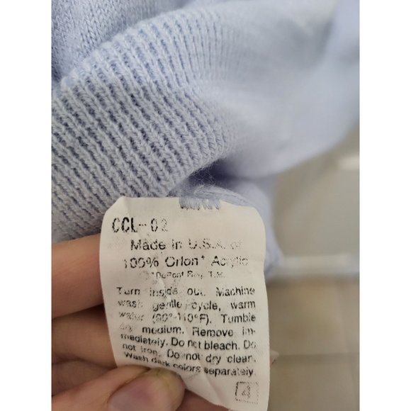 Vintage Christian Dior Light Blue Made in USA 100% Orlon Acrylic Sweater XL - Picture 5 of 5